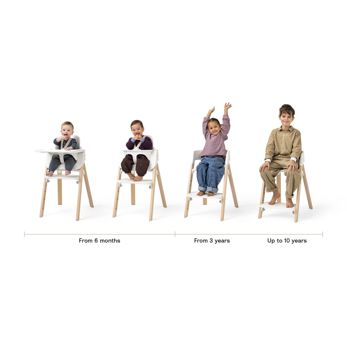 Scaun de masa pentru copii Stokke Steps™ cu baby set, tavita si centuri - imagine 6