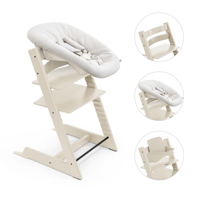 Pachet scaun de masa pentru copii Stokke Tripp Trapp®lemn fag cu Accesoriu nou nascut si Baby set