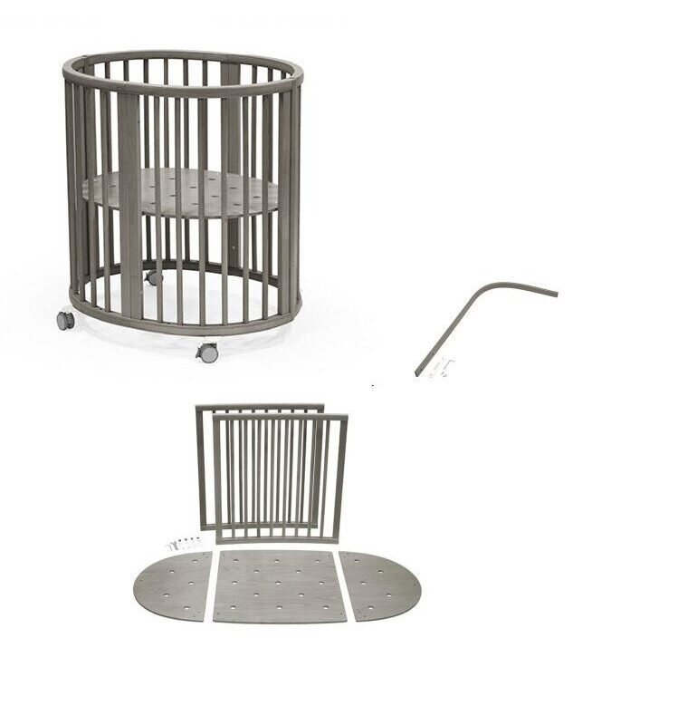 Pachet Patut Stokke® Sleepi™ mini v3 cu extensie Stokke Sleepi si Bat de baldachin - hazy grey