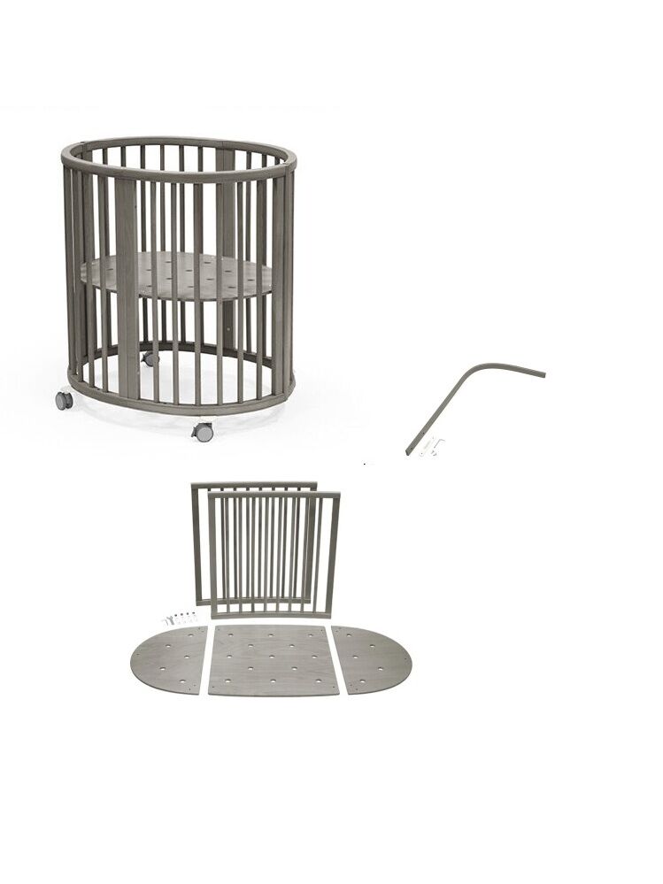 Pachet Patut Stokke® Sleepi™ mini v3 cu extensie Stokke Sleepi si Bat de baldachin - hazy grey